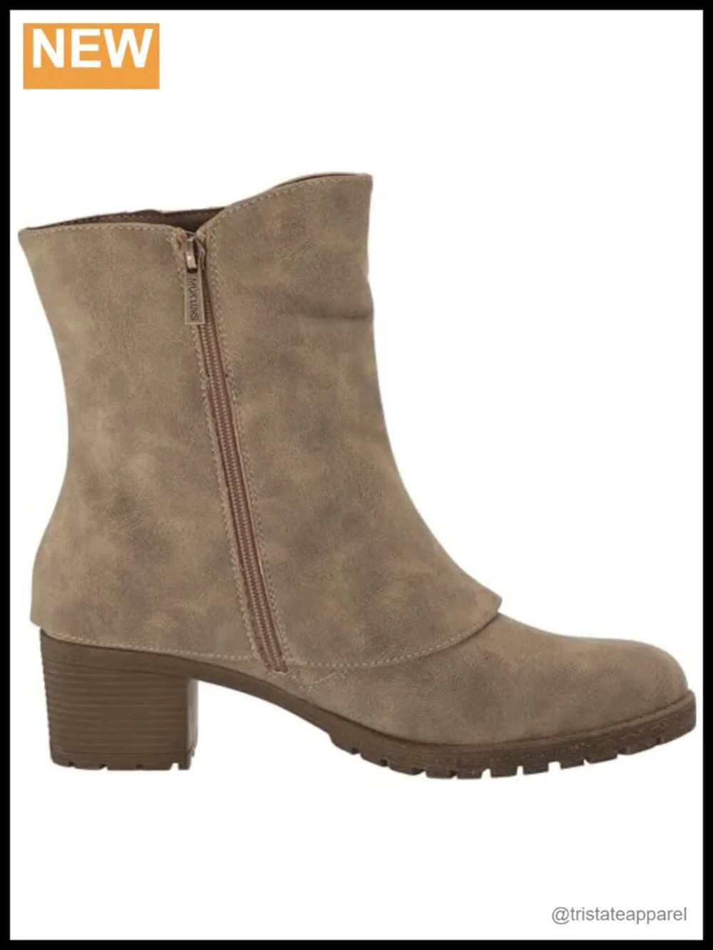 Muk Luks Women's Mid-Calf Fashion Boots Leather Zipper Block Heel Casual Fall